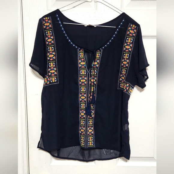 American Eagle Outfitters Tops - Embroidered Black Women's Top